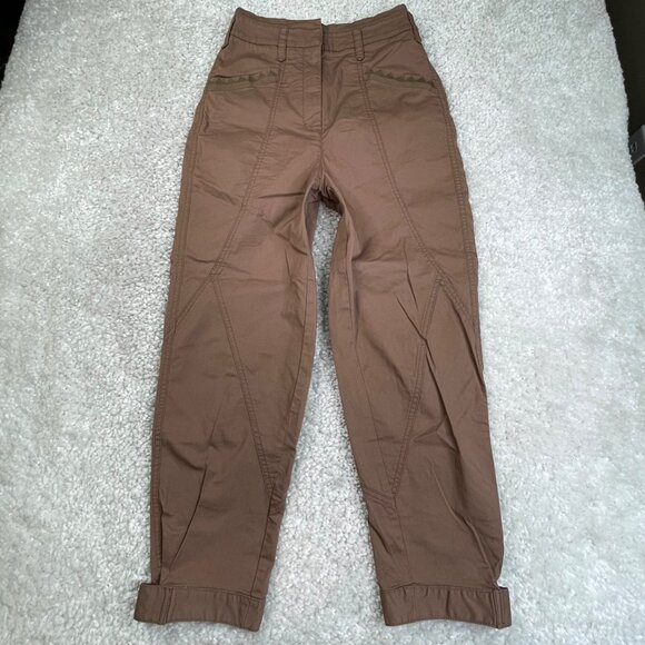 Anthropologie Ellie Embroidered Utility Pants Brown 0 - Picture 2 of 10